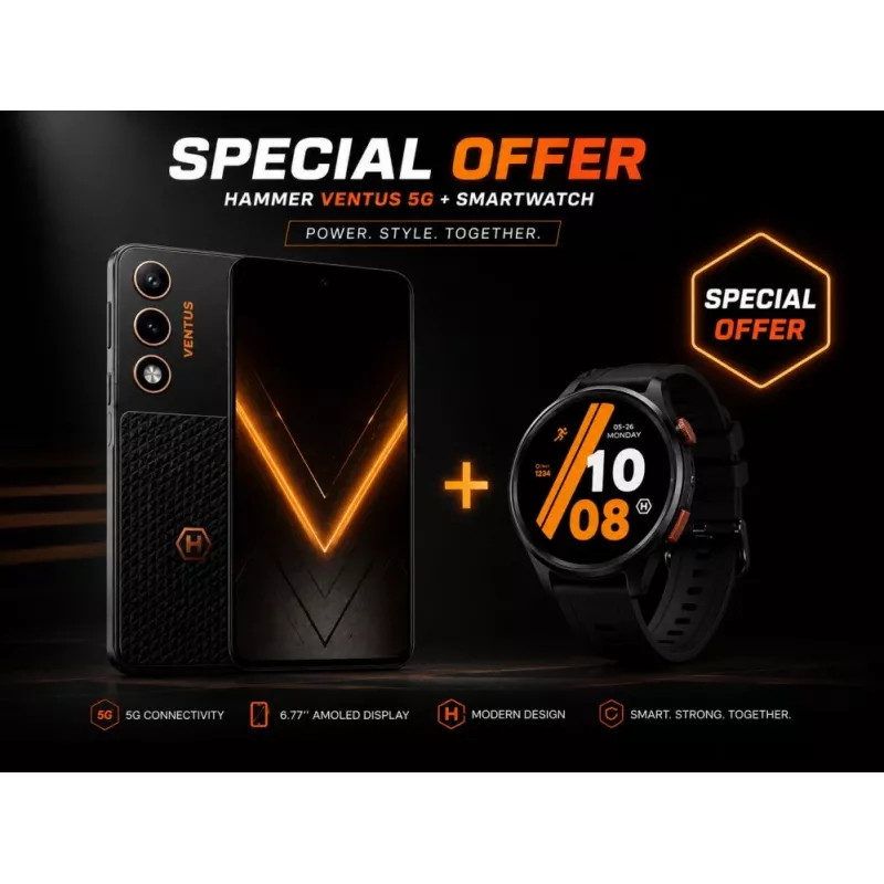 Hammer Ventus 5G 6,77 inch AMOLED 5G Smartphone 8GB RAM 256GB zwart