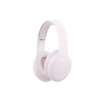 HAV H633BT draadloze over-ear koptelefoon met Bluetooth 5.3, 30 uur accuduur, opvouwbaar ontwerp, ingebouwde microfoon, TF-kaartondersteuning – roze