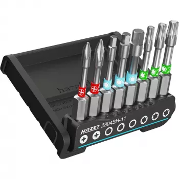 HAZET 2304SH-11 8-delige bitset, inbus-Torx & inbus-zeskant, 1/4 inch aandrijving, magnetische houder
