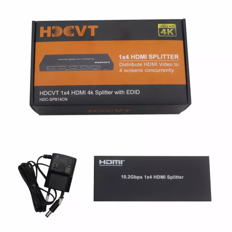 HDCVT HDC-SP914CN 1x4 HDMI 1.4 splitter 4K met EDID-beheer