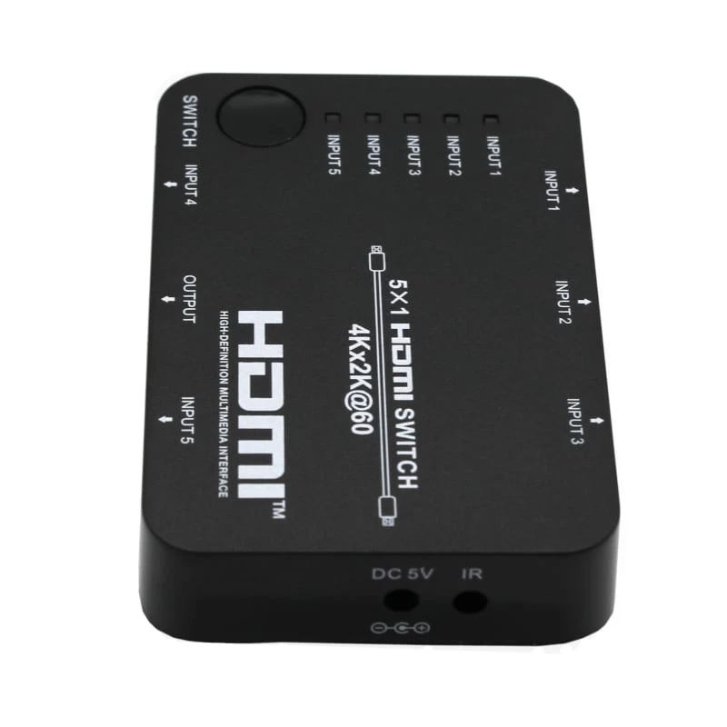 HDCVT HDS-B51 5x1 HDMI 2.0 switch 4K@60Hz HDR10 Dolby Vision HDCP 2.2 18Gbps met IR-afstandsbediening