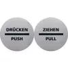 HELIT H6271800 roestvrijstalen trekbord, zelfklevend, zilver met zwarte opdruk, 115 mm diameter
