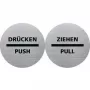 HELIT H6271800 roestvrijstalen trekbord, zelfklevend, zilver met zwarte opdruk, 115 mm diameter
