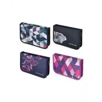 Herlitz be.bag polyester etui voor school, 25-delige set, 2 kleppen, 203 x 140 x 35 mm, zwart 11438496