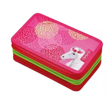 Herlitz Triple Bloomy Horse etui, 31-delige set, polyester, 3 ritsvakken, veelkleurig 50038770
