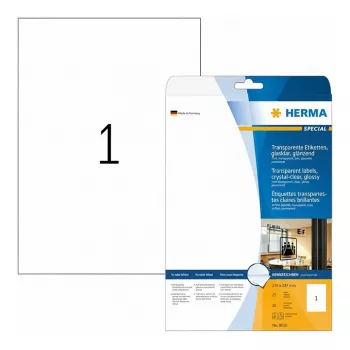 HERMA special hoogglans transparant A4 zelfklevende polyesterfolie-etiketten, 25 blad