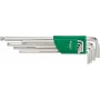 Inbussleutelset 1,5-10 mm, lang met kogelkop, 9-delig, gefosfateerd, DIN 911