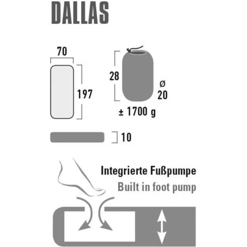 High Peak Dallas eenpersoons luchtbed 41032, Citronelle/Geel, geïntegreerde pomp