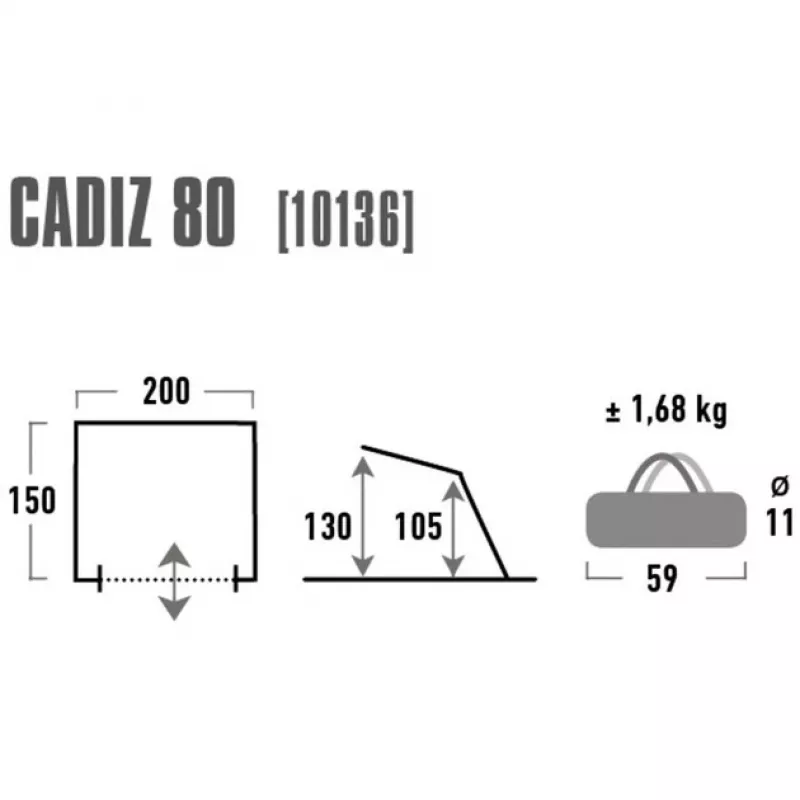 High Peak strandtent Cadiz 80 Beach Shelter (grijs)