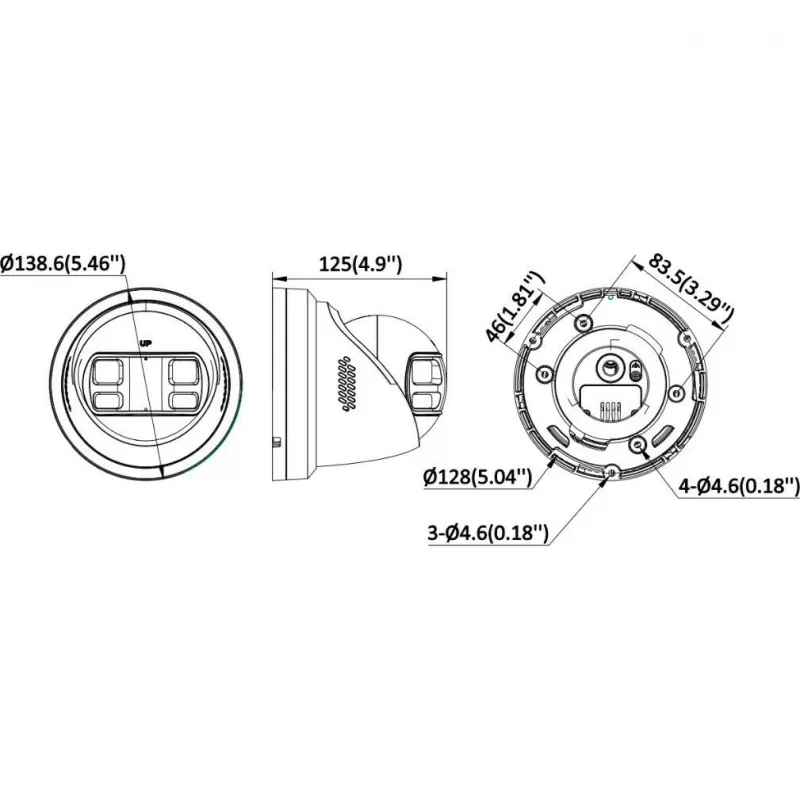 Hikvision DS-2CD23127G3P-LIS2UY/SL 12MP 180° turret netwerkcamera met AcuSense