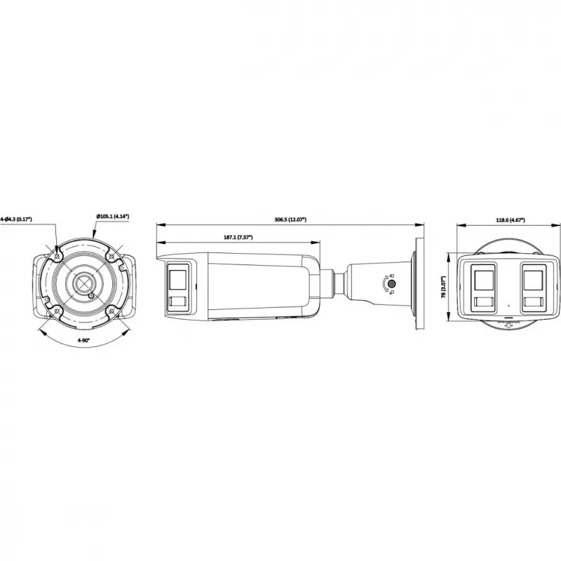 Hikvision DS-2CD2T167G3P-LIS2UY/SL(180°) 16MP panorama IP-camera - ColorVu AcuSense