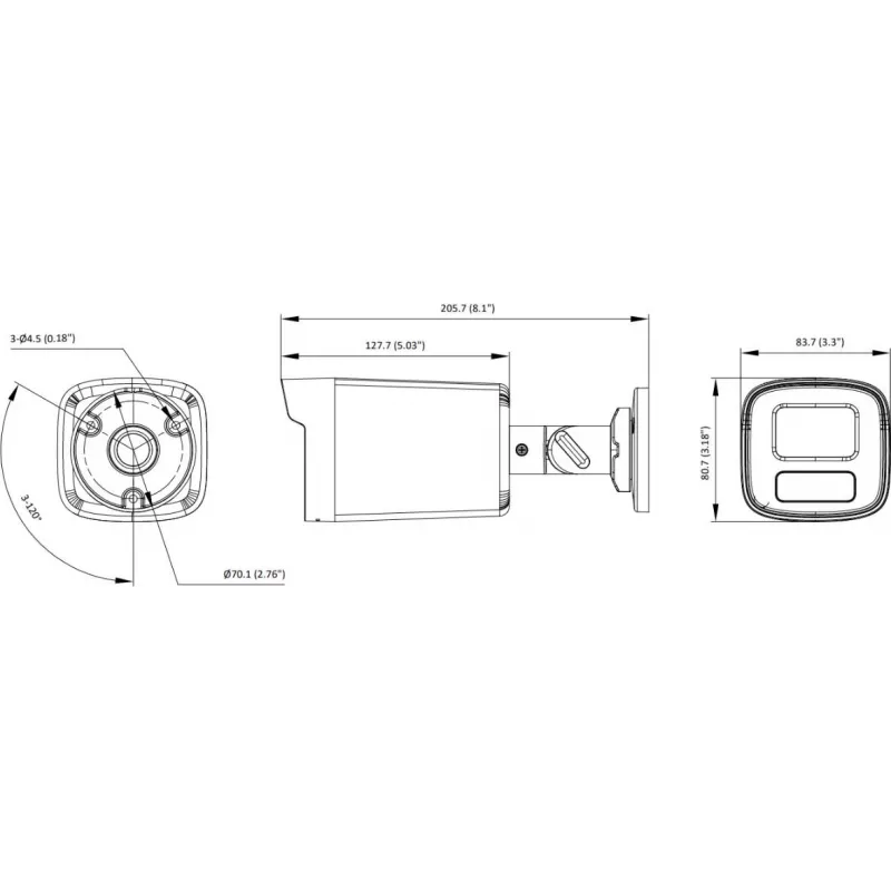 Hikvision DS-2CE12UF3T-LS 3K ColorVu 4-in-1 mini bulletcamera met 2.8mm objectief, 40m warmlicht, IP67