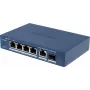 Hikvision DS-3E1506P-EI/M-4P1T1F(O-STD) unmanaged switch met 4-poorts PoE+, 1 Gigabit RJ45 en 1 SFP-uplink