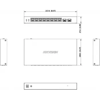 Hikvision DS-3E1510P-EI/M-8P2F 8-poorts Gigabit PoE+ smart managed switch met 2 SFP-poorten