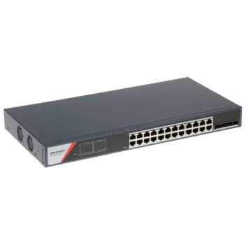 Hikvision DS-3E1528-SI-24T4F Layer 2 managed PoE-switch, 24 PoE-poorten, 4 SFP-uplinks, 370W PoE-budget
