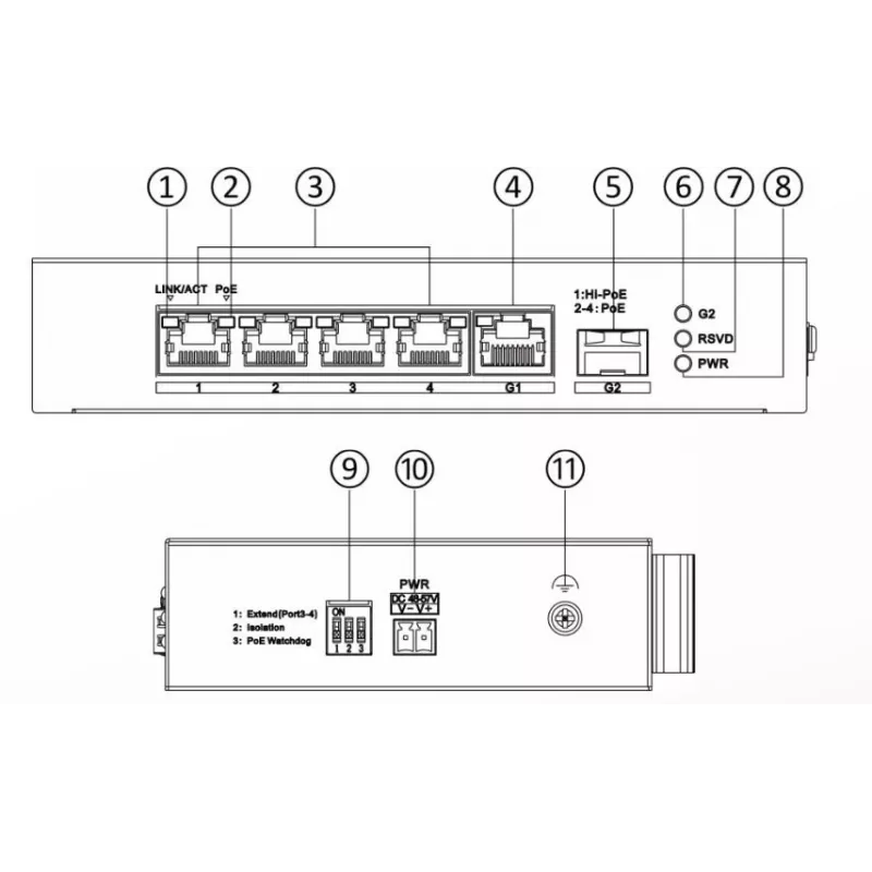 Hikvision DS-3T0306HP unmanaged netwerkswitch 5-poorts Fast Ethernet PoE zwart