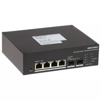 Hikvision DS-3T1506HP-EI-UPS LinkVu Smart Managed Industrial Solar PoE-switch, 6-poorts, 4x PoE++ 90W, 110W budget, geïntegreerde UPS