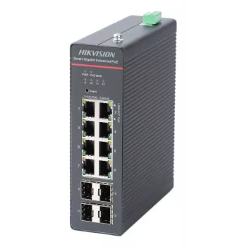 Hikvision DS-3T1512HP-SI-8P4FKIT(240W) LinkVu Layer 2 managed PoE-switch, 12 poorten, 8 PoE+ 90W, 240W budget