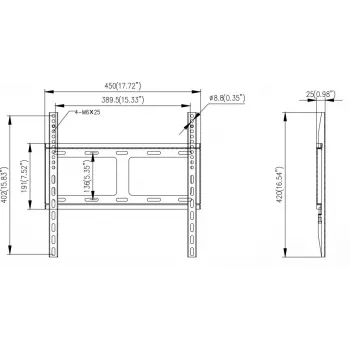 Hikvision Wandbeugel voor Monitor - SPCC Koudgewalst Staal - Zwart - Schermformaat: 42-55 inch (106,7-139,7 cm)