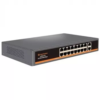 HISMART PoE-switch 100Mbps 16 poorten + 2G uplink