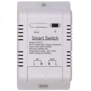 HISMART TUYA Smart 1-kanaals schakelaar met externe temperatuursensor, Wi-Fi & RF, 16A, AC 85-250V