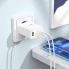 HOCO 35W dual USB-C + USB-A PD & QC3.0 wandlader met USB-C naar Lightning kabel, wit