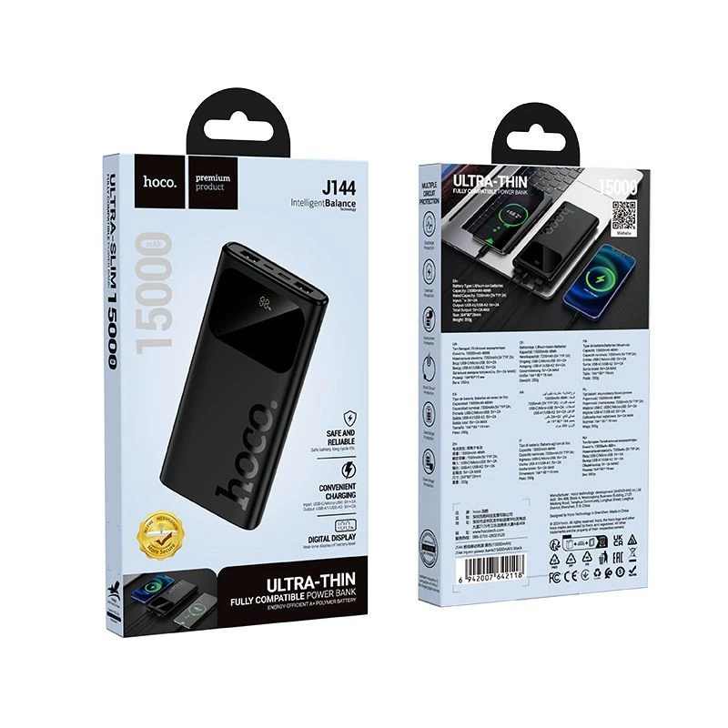 Hoco J144 Hymn Power Bank 15000mAh zwart
