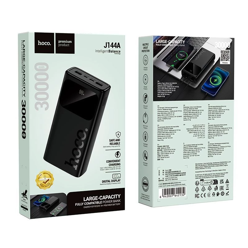 Hoco J144A Hymn powerbank 30000mAh zwart