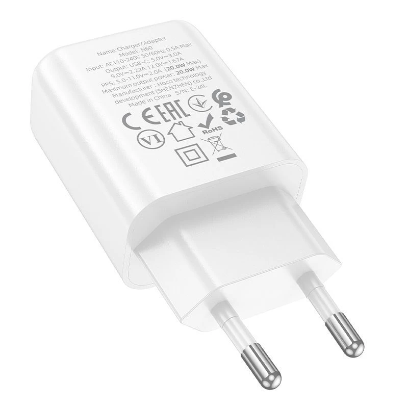 Hoco N60 Gentle enkelvoudige PD20W oplader (EU) wit