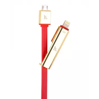 HOCO Universele UPL14 Lipstick Series 2-in-1 oplaadkabel (Apple Lightning + Micro USB) rood