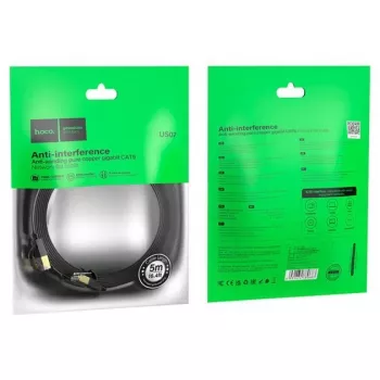 Hoco US07 General Pure Copper platte netwerkkabel (5m) zwart