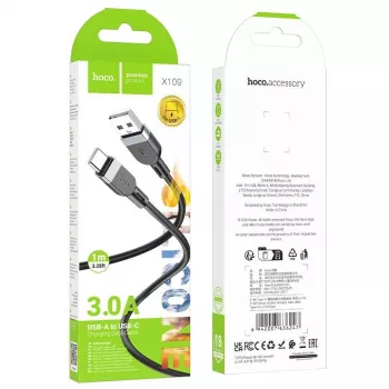 Hoco X109 Energy Siliconen Oplaad- en Datakabel USB-A naar USB-C 1m Zwart