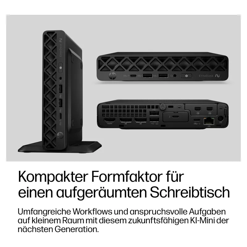 HP EliteDesk 8 Mini G2a mini-pc, AMD Ryzen AI 5 435, 16GB RAM, 512GB SSD, Windows 11 Pro, zwart