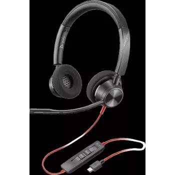 HP Poly Blackwire 3320-M USB-C bedrade headset met hoofdbandmicrofoon, ruisonderdrukking, zwart