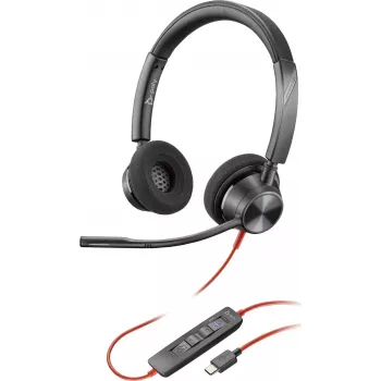 HP Poly Blackwire 3320-M USB-C bedrade headset met hoofdbandmicrofoon, ruisonderdrukking, zwart