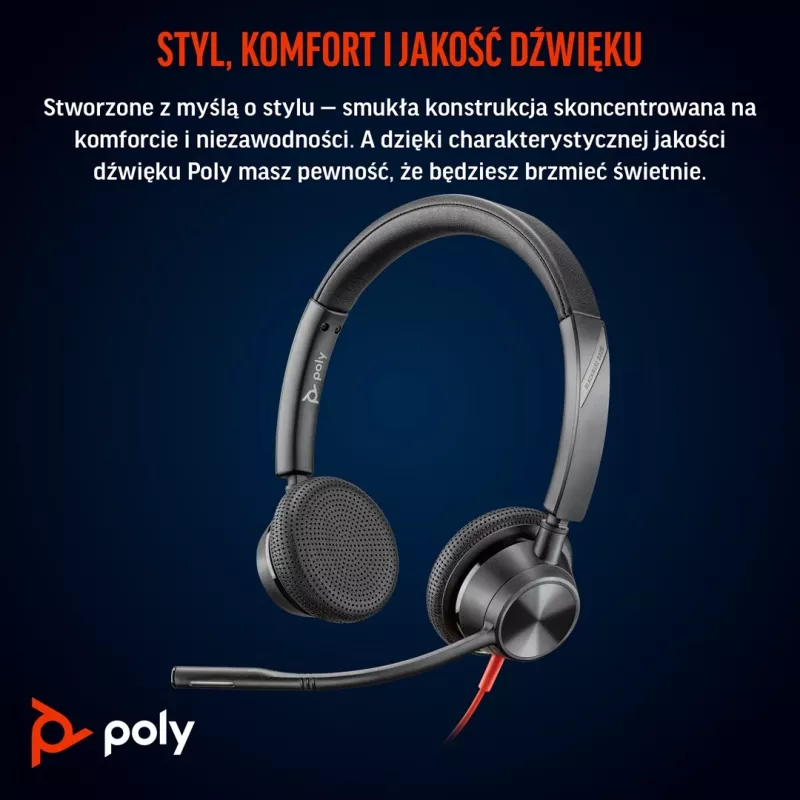 HP Poly Blackwire 3325 stereo Microsoft Teams gecertificeerde USB-C headset +3,5mm jack +USB-C/A adapter
