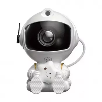 HQ zittende astronaut sterrenhemel- & nevelprojector met 360° draaibare kop en afstandsbediening wit
