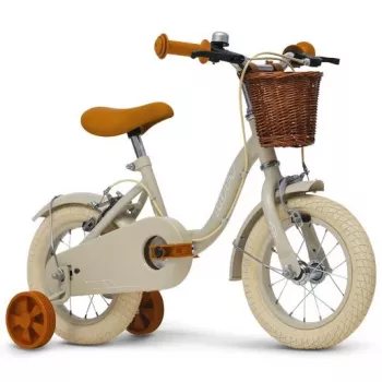Huffy Vintage 12-inch kinderfiets, grijs met mand en zijwieltjes