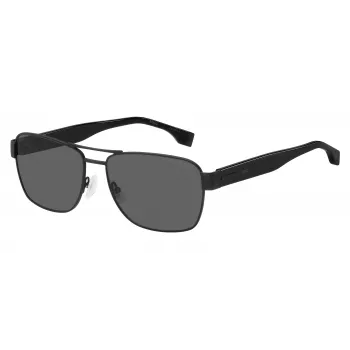 HUGO BOSS BLACK BOSS1441S807 heren rechthoekige zonnebril - zwart montuur grijze glazen 60/16/150 mm
