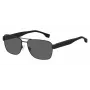 HUGO BOSS BLACK BOSS1441S807 heren rechthoekige zonnebril - zwart montuur grijze glazen 60/16/150 mm
