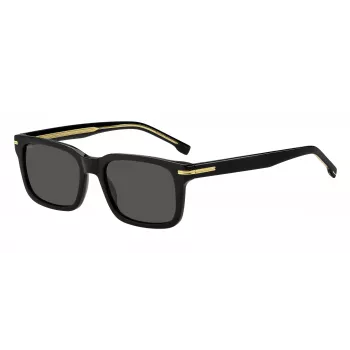 HUGO BOSS BLACK BOSS1628S807 rechthoekige zonnebril, zwart montuur, grijze glazen, 54/19/145 mm