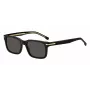 HUGO BOSS BLACK BOSS1628S807 rechthoekige zonnebril, zwart montuur, grijze glazen, 54/19/145 mm