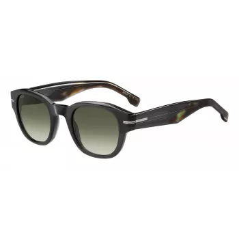 HUGO BOSS BLACK BOSS1717SKB7 heren zonnebril - acetaat montuur, grijze polycarbonaatglazen, UV400-bescherming
