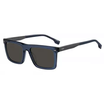 HUGO BOSS BLACK BOSS1765GSPJP heren rechthoekige zonnebril - zwart montuur, grijze glazen, 55/18/150 mm