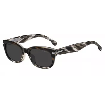 HUGO BOSS BLACK heren zonnebril BOSS1793FSTV7 - zwart montuur, grijze glazen, 53 mm