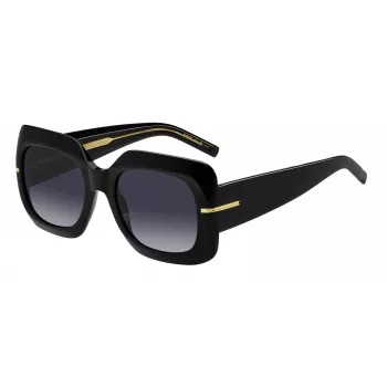 HUGO BOSS BLACK Dameszonnebril BOSS1730S807 - Rechthoekig acetaat montuur, grijze glazen, 54 mm