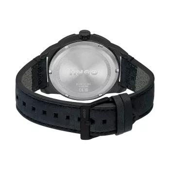 HUGO MAN 1530275 45mm quartz chronograaf horloge blauwe wijzerplaat bruine leren band