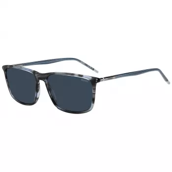 HUGO MAN HG-1374-S-3RA rechthoekige zonnebril - zwart montuur, grijze glazen, 57 mm