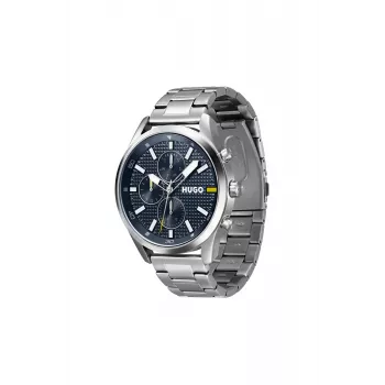 HUGO heren 1530163 quartz analoog horloge 46mm blauwe wijzerplaat bruine leren band