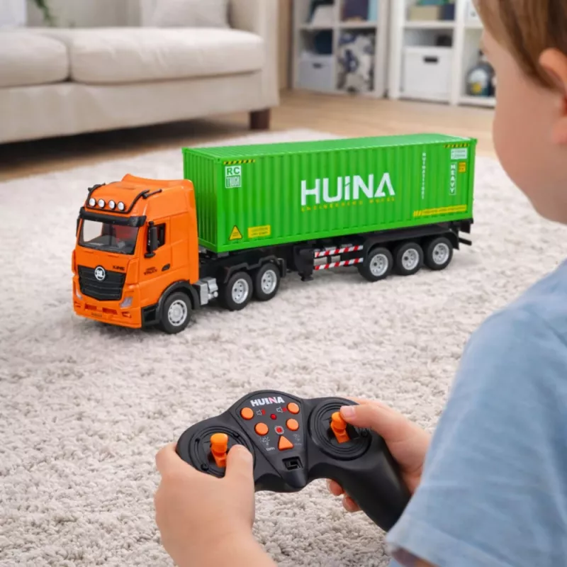 HUINA 1:18 RC afstandsbediening vrachtwagen met container, licht en geluid